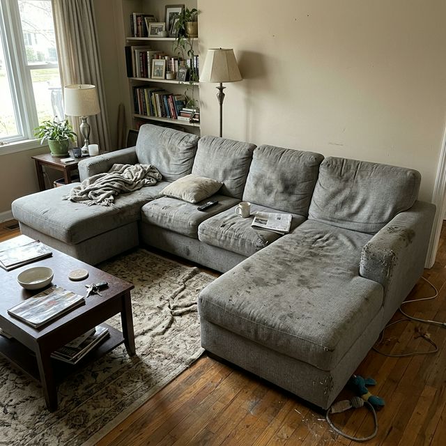 Old Damaged Sectional Sofa